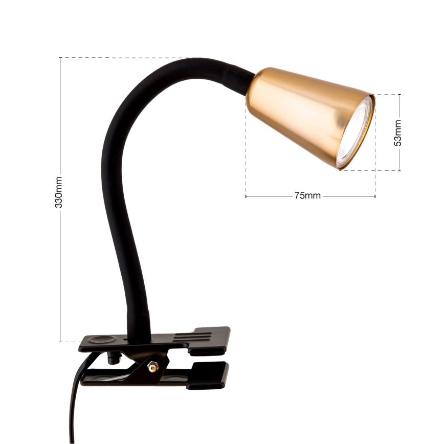 Flexibilní stolní lampa s klipem DOTTY 1xGU10/10W/230V mosaz/černá