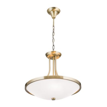 Lustr na řetězu AIDA 3xE27/60W/230V pr. 39,5 cm mosaz