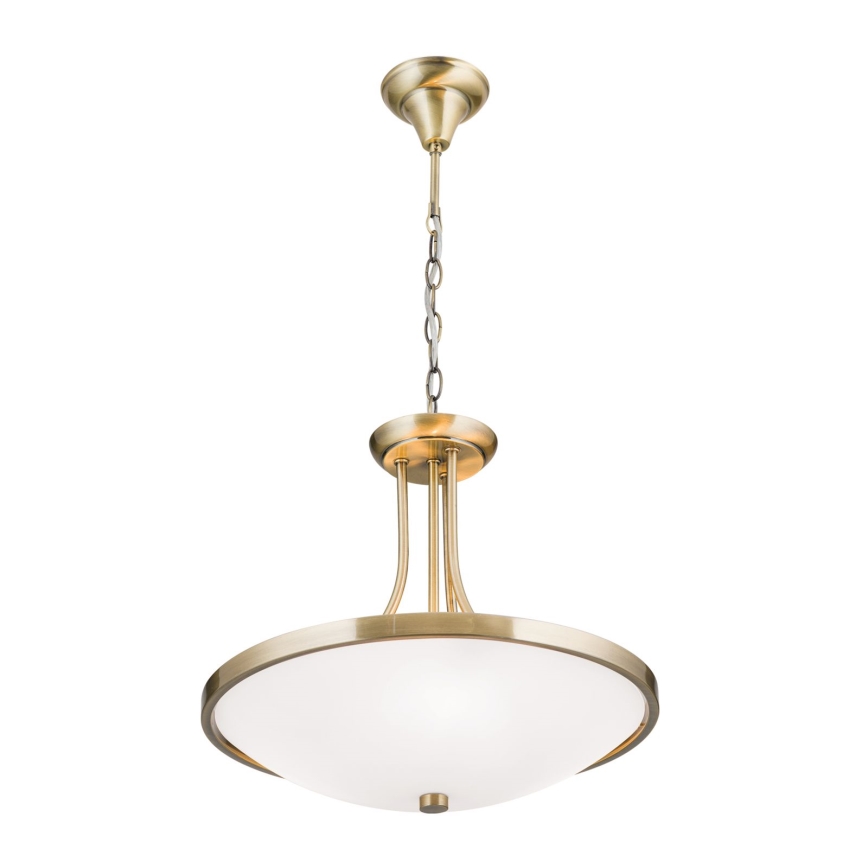 Lustr na řetězu AIDA 3xE27/60W/230V pr. 39,5 cm mosaz