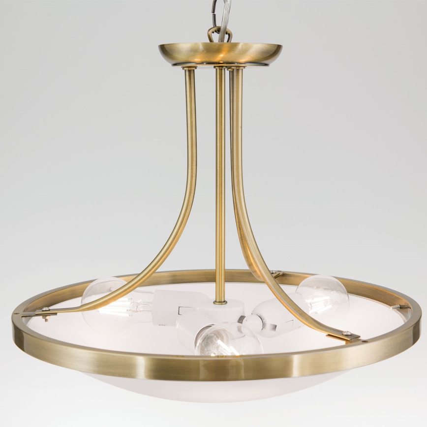 Lustr na řetězu AIDA 3xE27/60W/230V pr. 39,5 cm mosaz