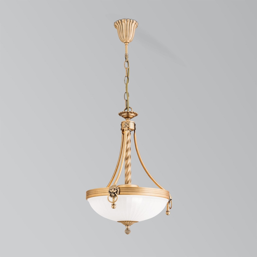 Lustr na řetězu ROCCA 3xE27/60W/230V pr. 32 cm bronz/bílá