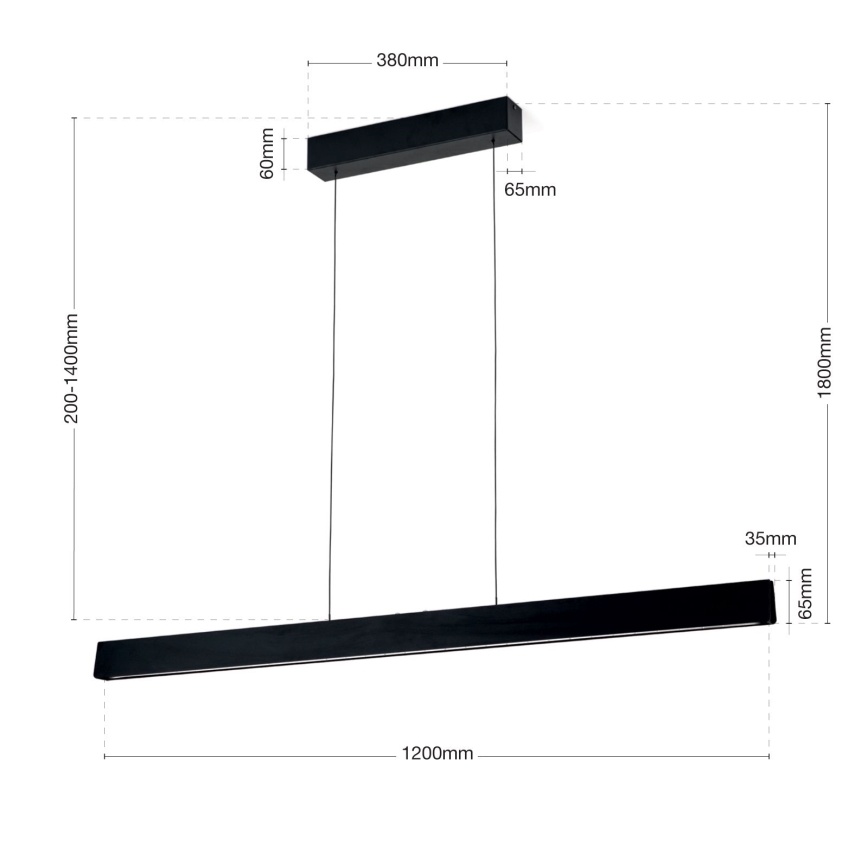 LED Stmívatelný lustr na lanku TARA LED/44W/230V 2700/3800/4500/5700K černá