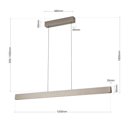 LED Stmívatelný lustr na lanku TARA LED/44W/230V 2700/3800/4500/5700K matný chrom