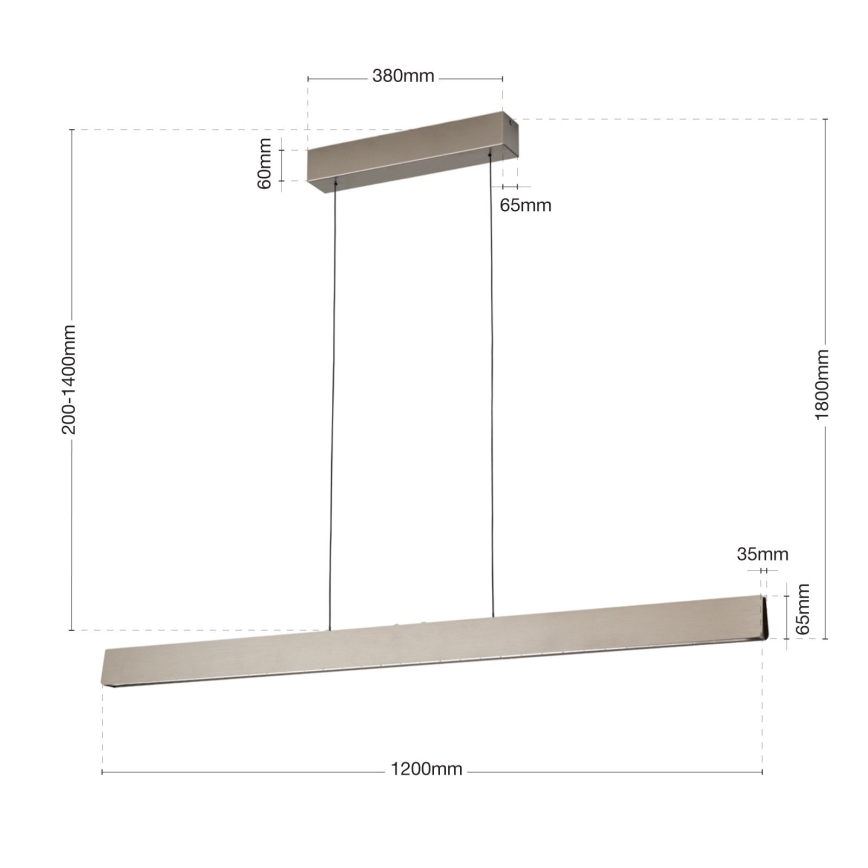 LED Stmívatelný lustr na lanku TARA LED/44W/230V 2700/3800/4500/5700K matný chrom