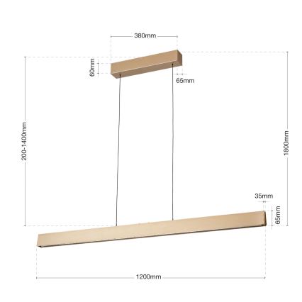 LED Stmívatelný lustr na lanku TARA LED/44W/230V 2700/3800/4500/5700K zlatá