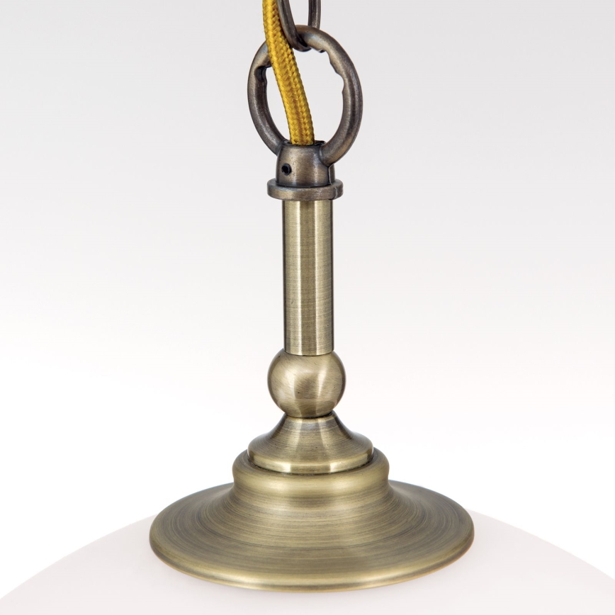 Lustr na řetězu OLD LAMP 1xE27/40W/230V pr. 30 cm bílá/mosaz
