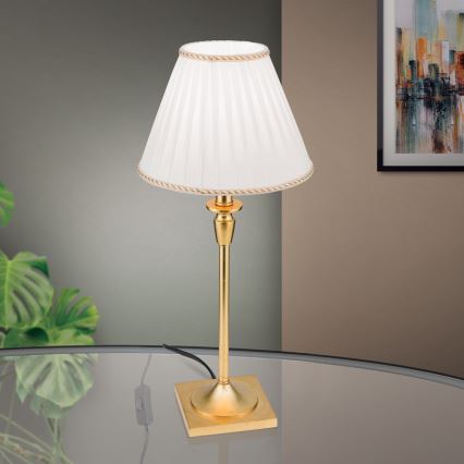Stolní lampa FONSA 1xE27/60W/230V 61 cm bílá/zlatá
