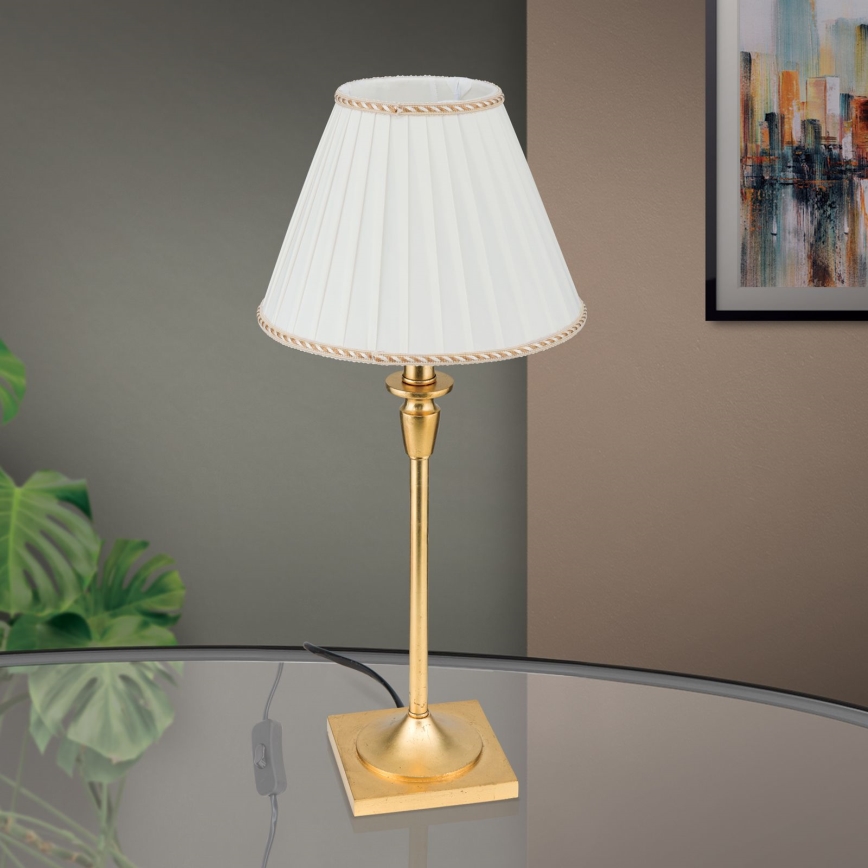 Stolní lampa FONSA 1xE27/60W/230V 61 cm bílá/zlatá