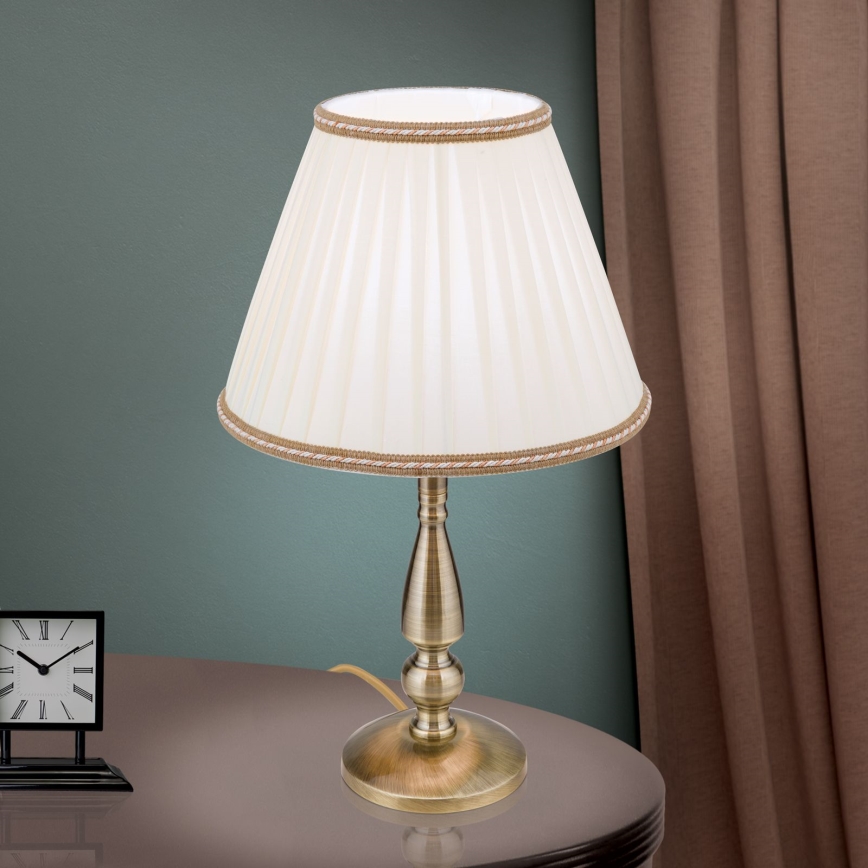 Stolní lampa TONIA 1xE27/60W/230V pr. 30 cm bílá/bronz
