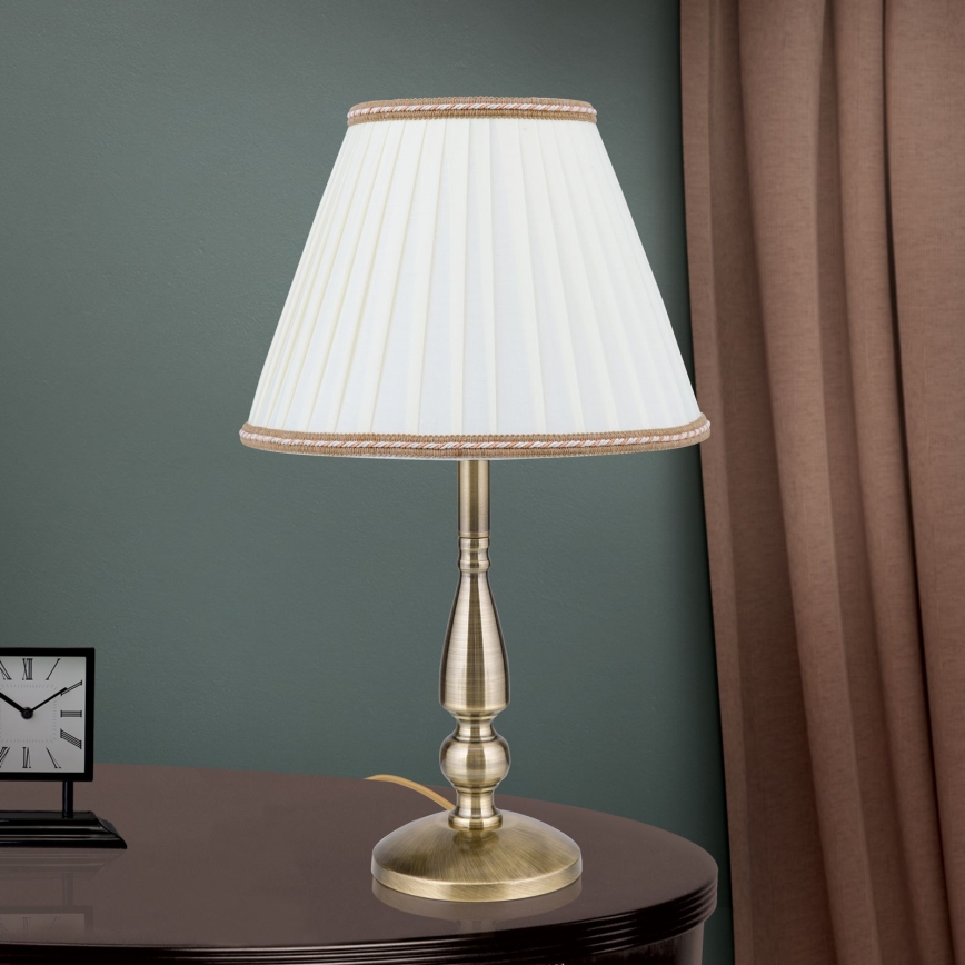Stolní lampa TONIA 1xE27/60W/230V pr. 30 cm bílá/bronz