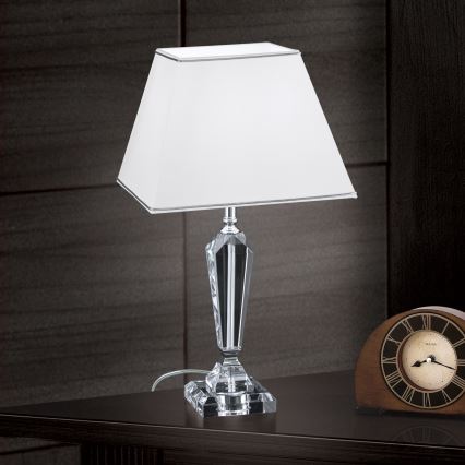 Křišťálová stolní lampa VERONIQUE 1xE27/60W/230V bílá/čirá