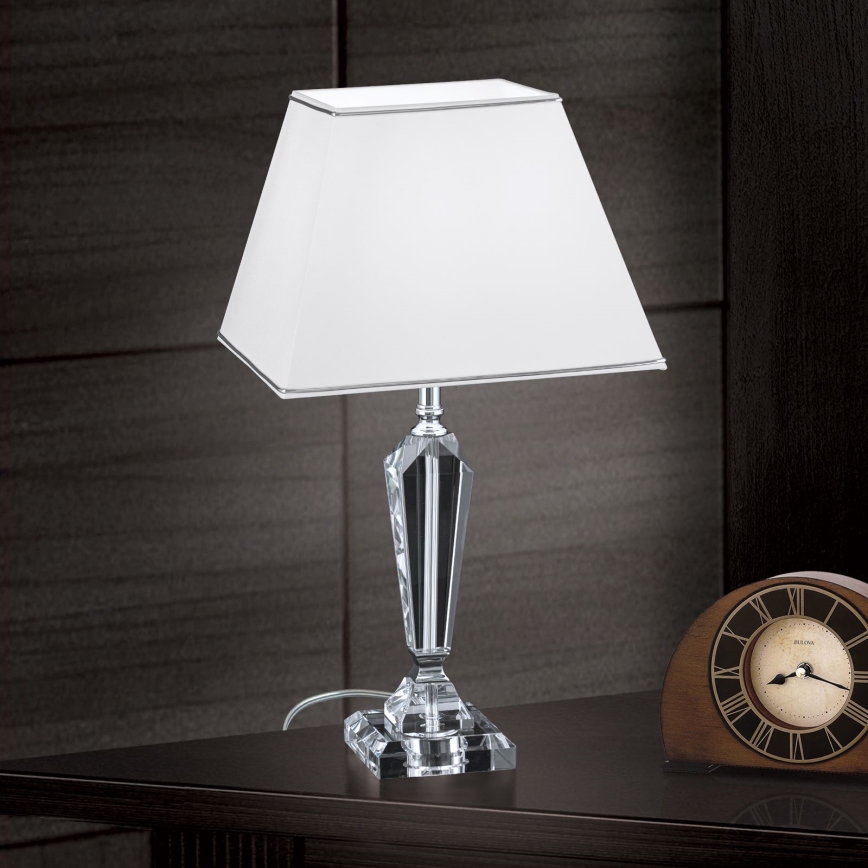 Křišťálová stolní lampa VERONIQUE 1xE27/60W/230V bílá/čirá