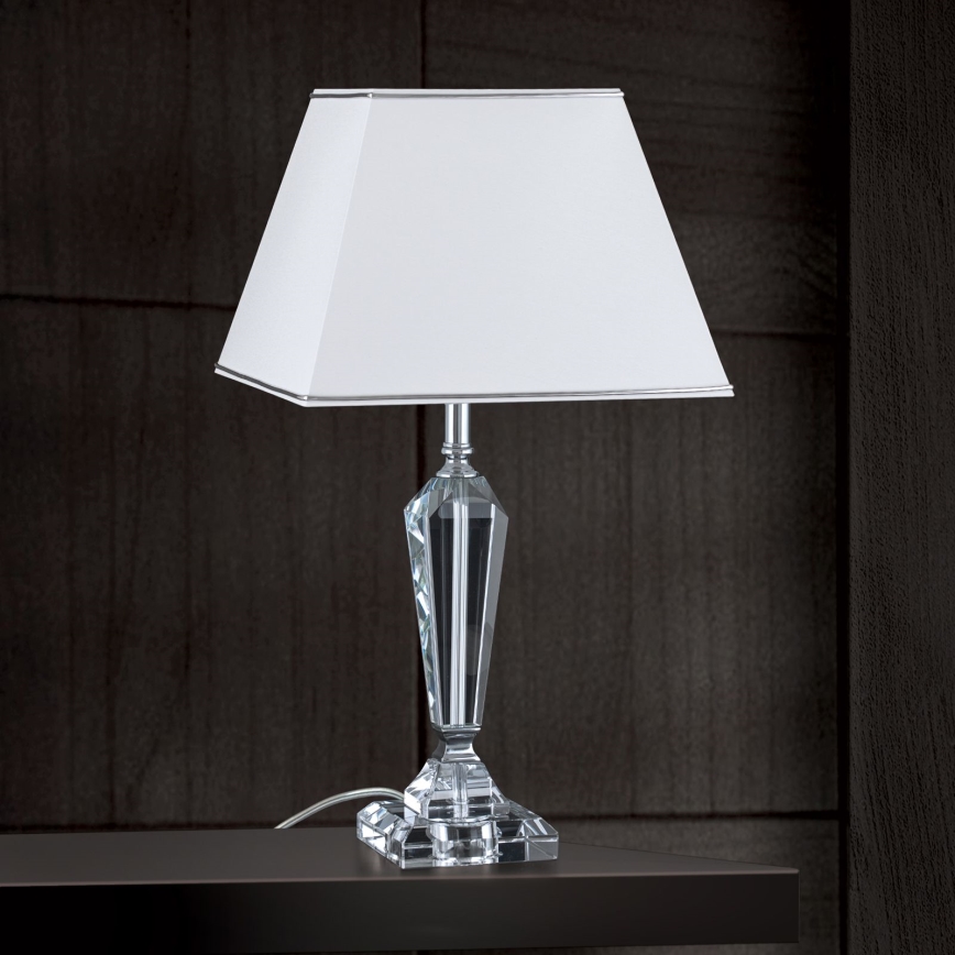 Křišťálová stolní lampa VERONIQUE 1xE27/60W/230V bílá/čirá