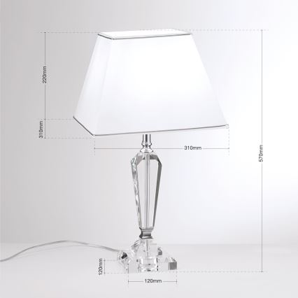 Křišťálová stolní lampa VERONIQUE 1xE27/60W/230V bílá/čirá