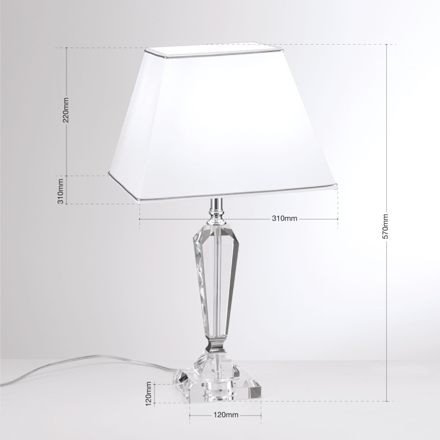 Křišťálová stolní lampa VERONIQUE 1xE27/60W/230V bílá/čirá
