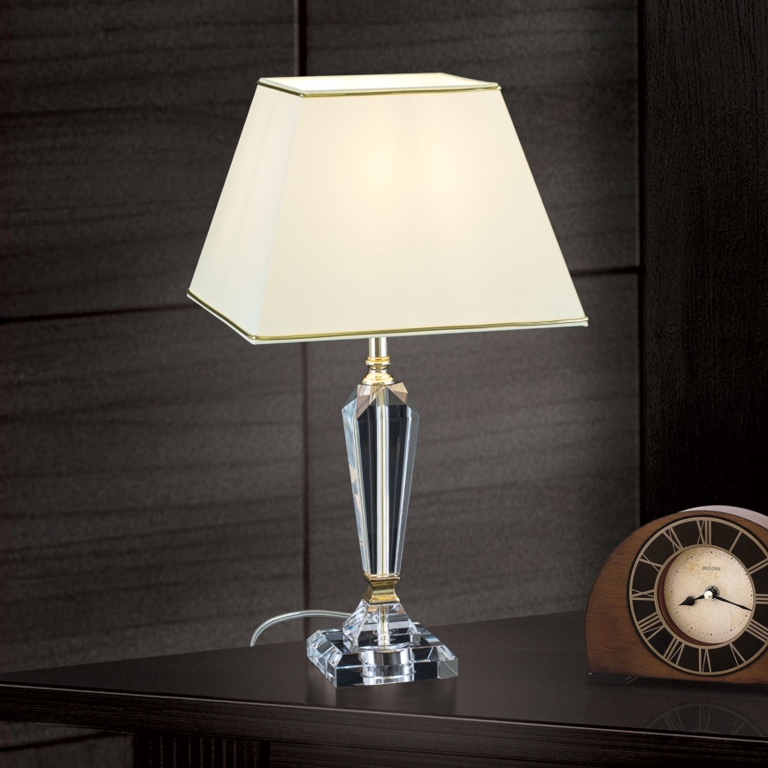 Křišťálová stolní lampa VERONIQUE 1xE27/60W/230V krémová/čirá