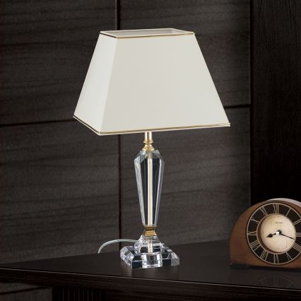 Křišťálová stolní lampa VERONIQUE 1xE27/60W/230V krémová/čirá