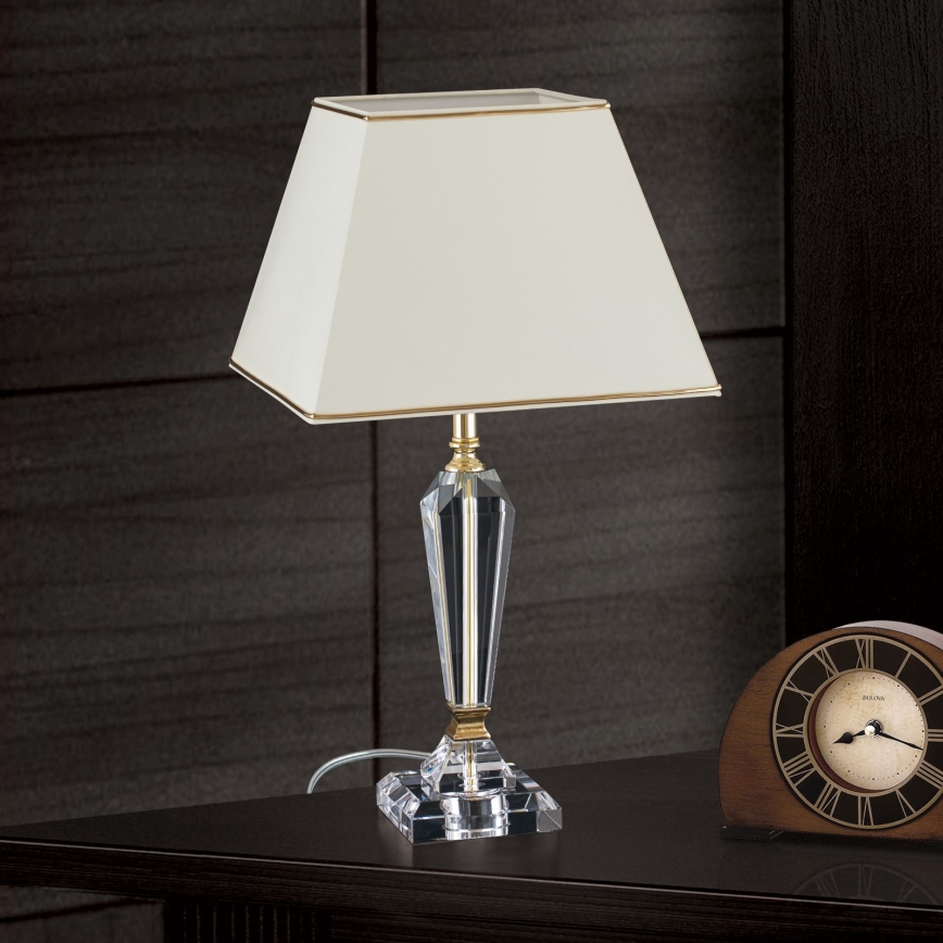 Křišťálová stolní lampa VERONIQUE 1xE27/60W/230V krémová/čirá