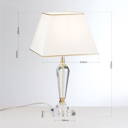 Křišťálová stolní lampa VERONIQUE 1xE27/60W/230V krémová/čirá