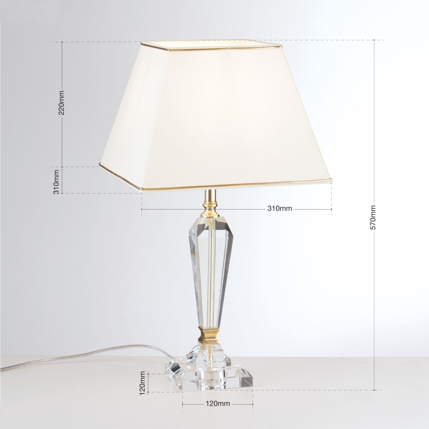 Křišťálová stolní lampa VERONIQUE 1xE27/60W/230V krémová/čirá