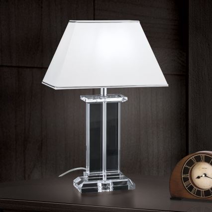 Křišťálová stolní lampa VERONIQUE 1xE27/60W/230V bílá/čirá