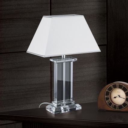 Křišťálová stolní lampa VERONIQUE 1xE27/60W/230V bílá/čirá