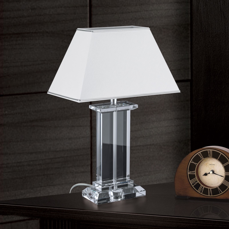 Křišťálová stolní lampa VERONIQUE 1xE27/60W/230V bílá/čirá