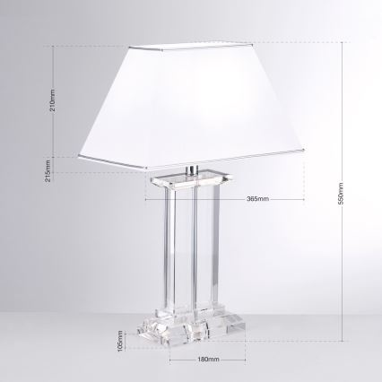 Křišťálová stolní lampa VERONIQUE 1xE27/60W/230V bílá/čirá
