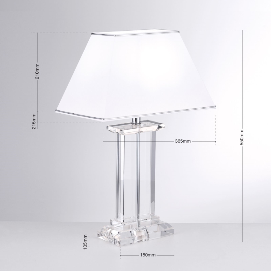 Křišťálová stolní lampa VERONIQUE 1xE27/60W/230V bílá/čirá