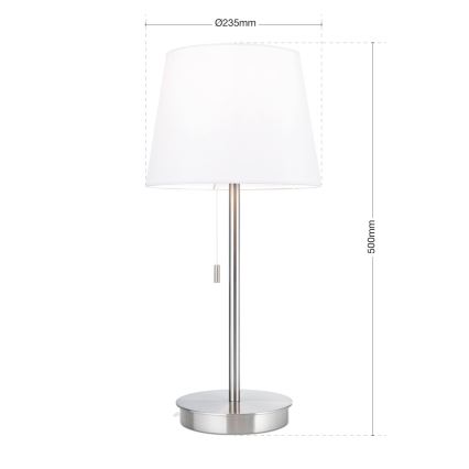 Stolní lampa s USB portem LUDWIG 1xE27/40W/230V 50 cm bílá/matný chrom