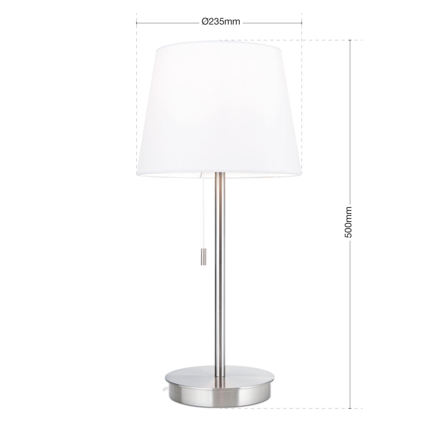 Stolní lampa s USB portem LUDWIG 1xE27/40W/230V 50 cm bílá/matný chrom