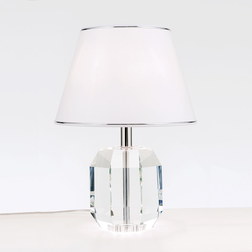 Stolní lampa ALEXIS 1xE27/60W/230V bílá/lesklý chrom/čirá