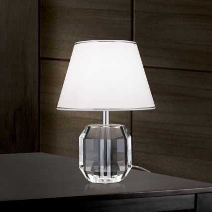 Stolní lampa ALEXIS 1xE27/60W/230V bílá/lesklý chrom/čirá