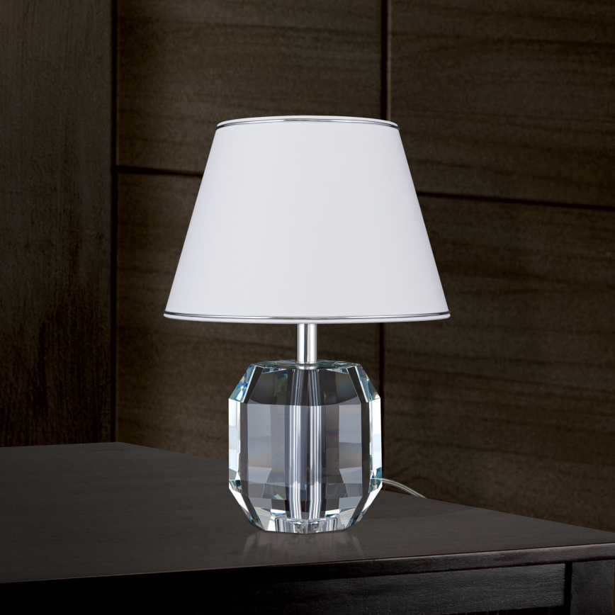 Stolní lampa ALEXIS 1xE27/60W/230V bílá/lesklý chrom/čirá