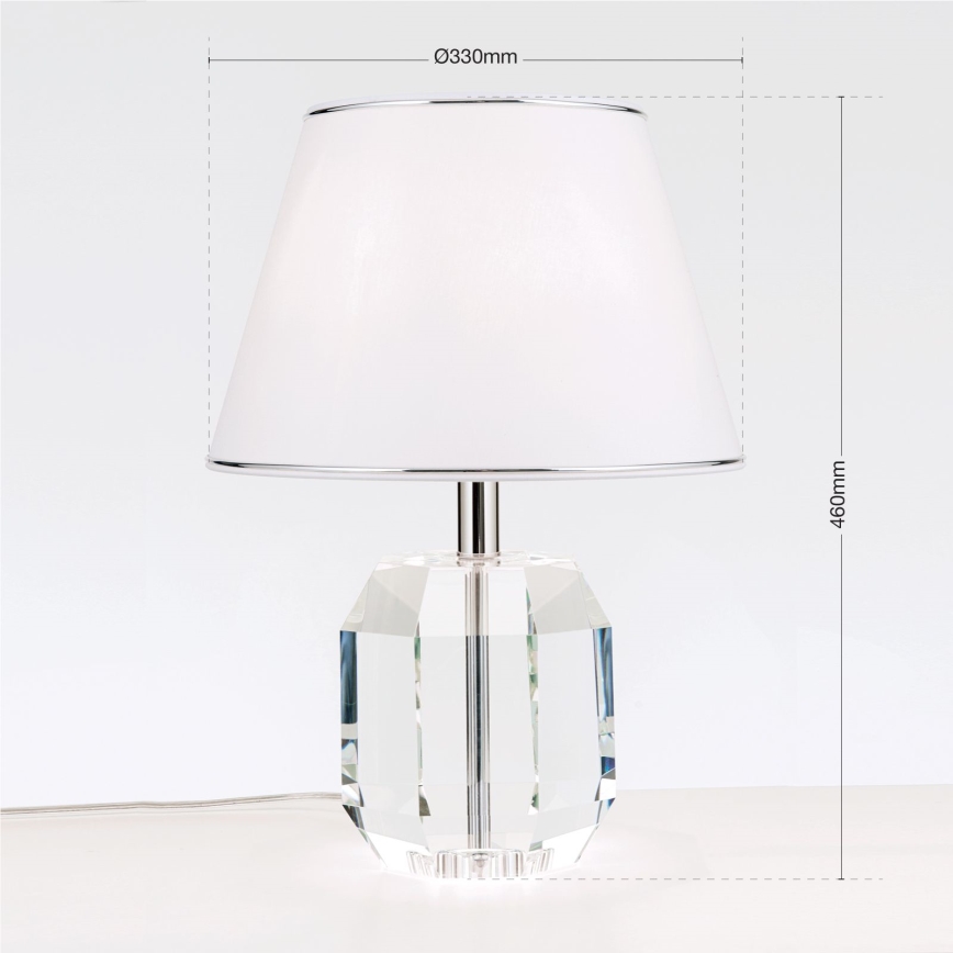 Stolní lampa ALEXIS 1xE27/60W/230V bílá/lesklý chrom/čirá