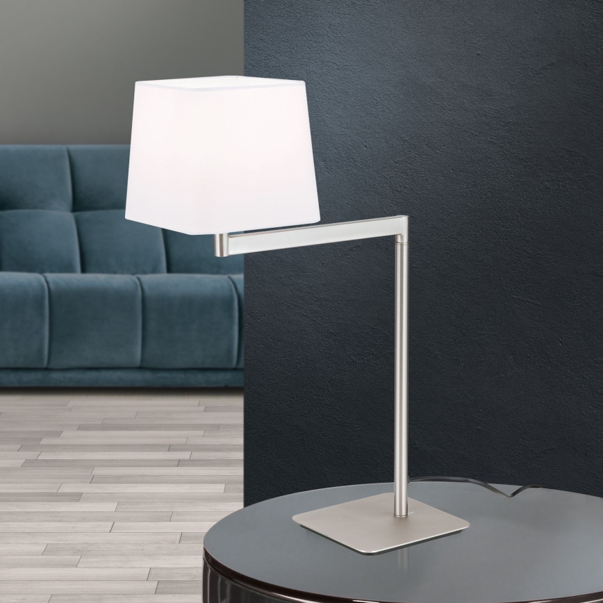 Stolní lampa CARLTON 1xE27/40W/230V bílá/matný chrom