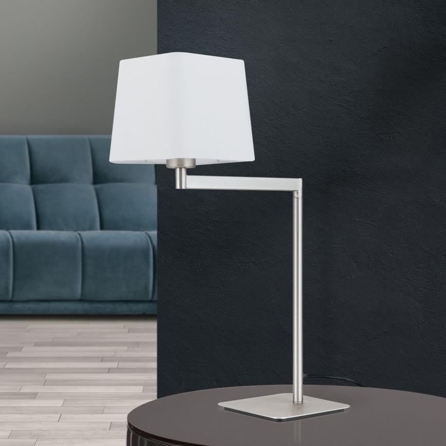 Stolní lampa CARLTON 1xE27/40W/230V bílá/matný chrom