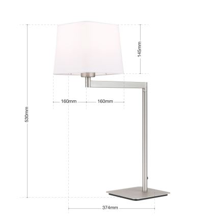 Stolní lampa CARLTON 1xE27/40W/230V bílá/matný chrom