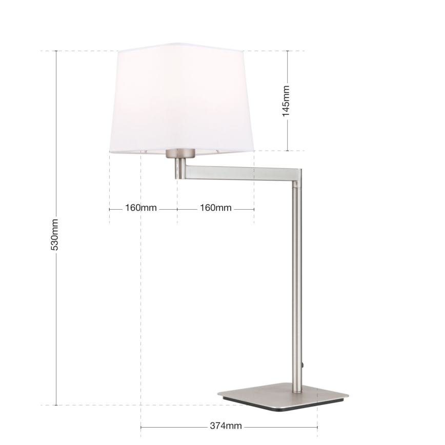 Stolní lampa CARLTON 1xE27/40W/230V bílá/matný chrom