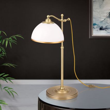 Stolní lampa OLD LAMP 1xE27/40W/230V 65 cm bílá/mosaz