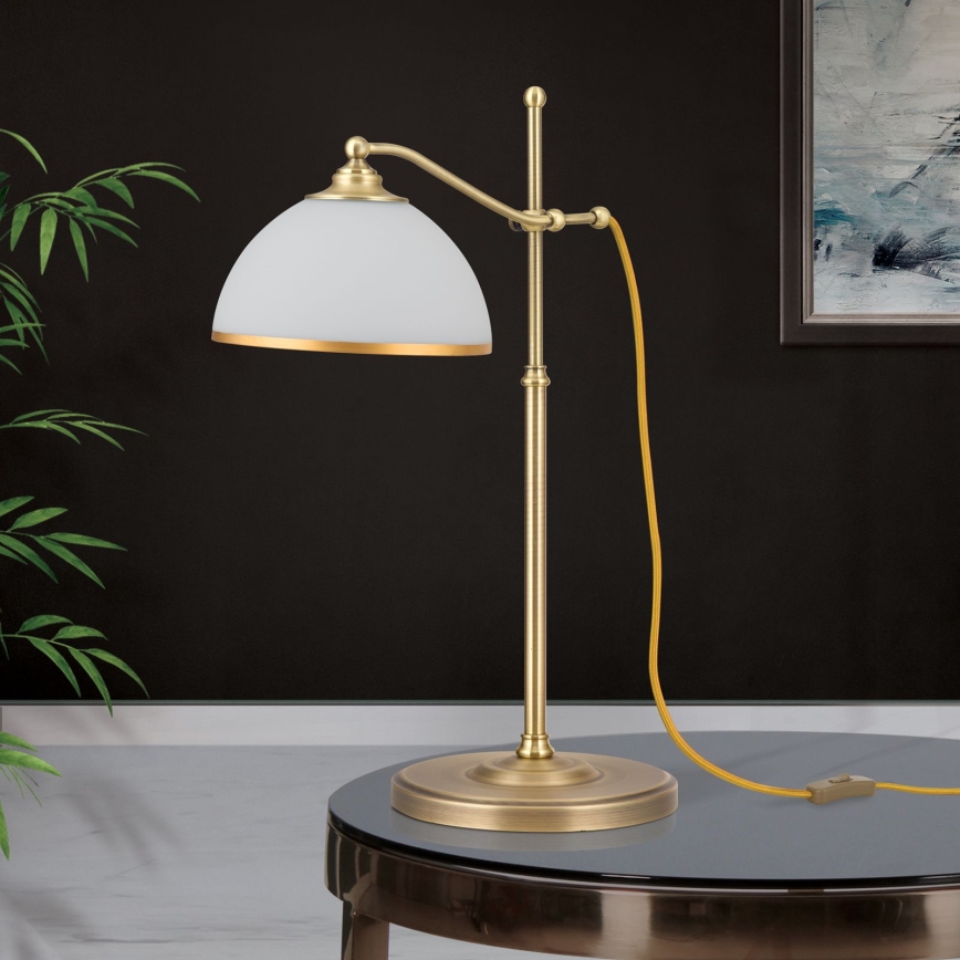 Stolní lampa OLD LAMP 1xE27/40W/230V 65 cm bílá/mosaz