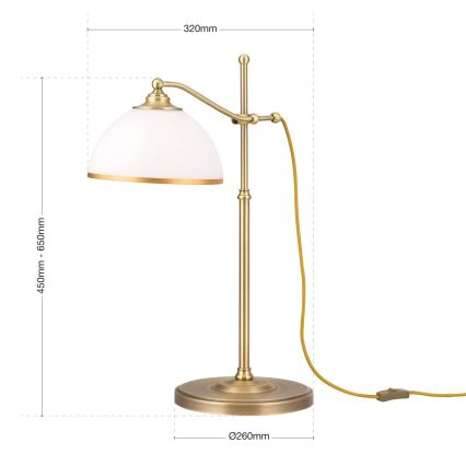 Stolní lampa OLD LAMP 1xE27/40W/230V 65 cm bílá/mosaz