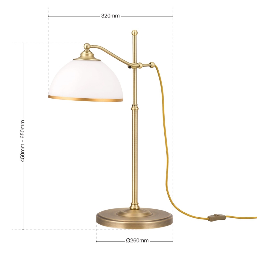 Stolní lampa OLD LAMP 1xE27/40W/230V 65 cm bílá/mosaz