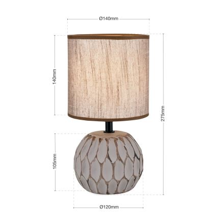 Stolní lampa PINIA 1xE14/25W/230V keramika béžová/šedá