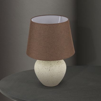 Stolní lampa MASAI 1xE27/40W/230V keramika hnědá/béžová