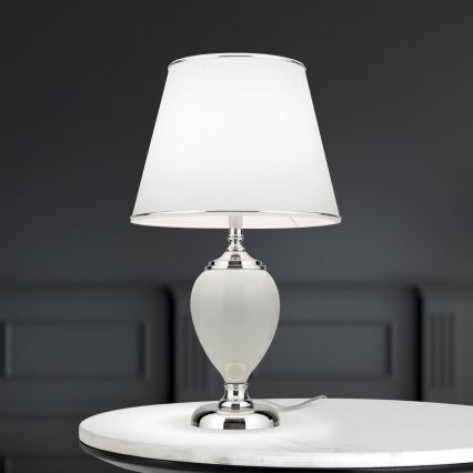 Stolní lampa OVUM 1xE27/40W/230V 48 cm keramika bílá/lesklý chrom