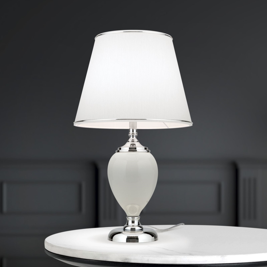 Stolní lampa OVUM 1xE27/40W/230V 48 cm keramika bílá/lesklý chrom