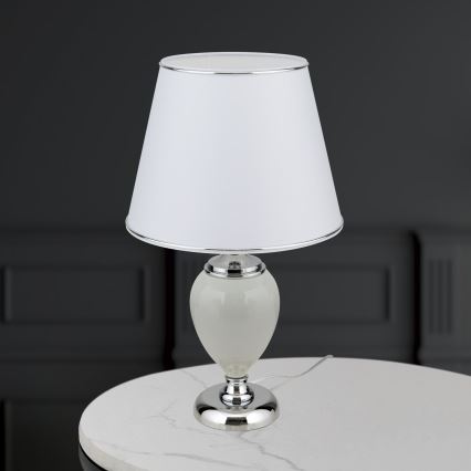 Stolní lampa OVUM 1xE27/40W/230V 48 cm keramika bílá/lesklý chrom