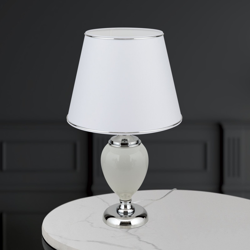 Stolní lampa OVUM 1xE27/40W/230V 48 cm keramika bílá/lesklý chrom