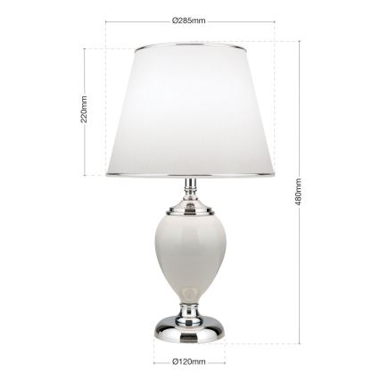 Stolní lampa OVUM 1xE27/40W/230V 48 cm keramika bílá/lesklý chrom